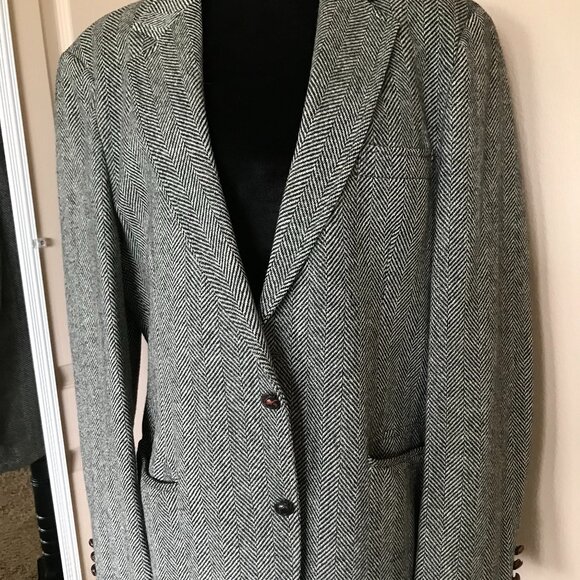 Petersen, Harned, Von Maur Herringbone Wool Tweed Blazer: Vintage Men's Size 42L - Picture 6 of 10